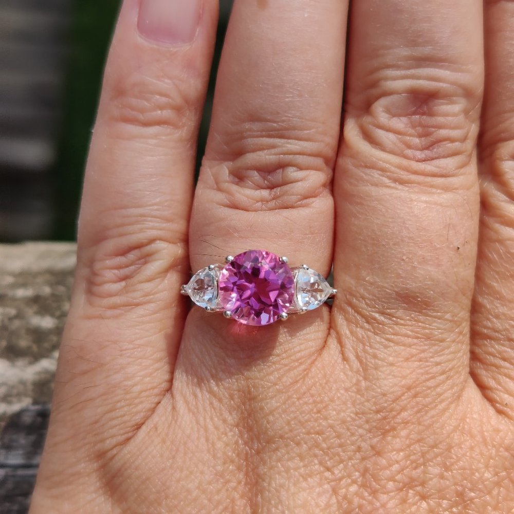 LILAC QUARTZ AND WHITE TOPAZ RING